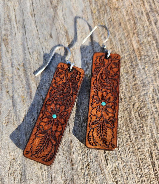 "Annie"  Tooled Leather Western Earrings