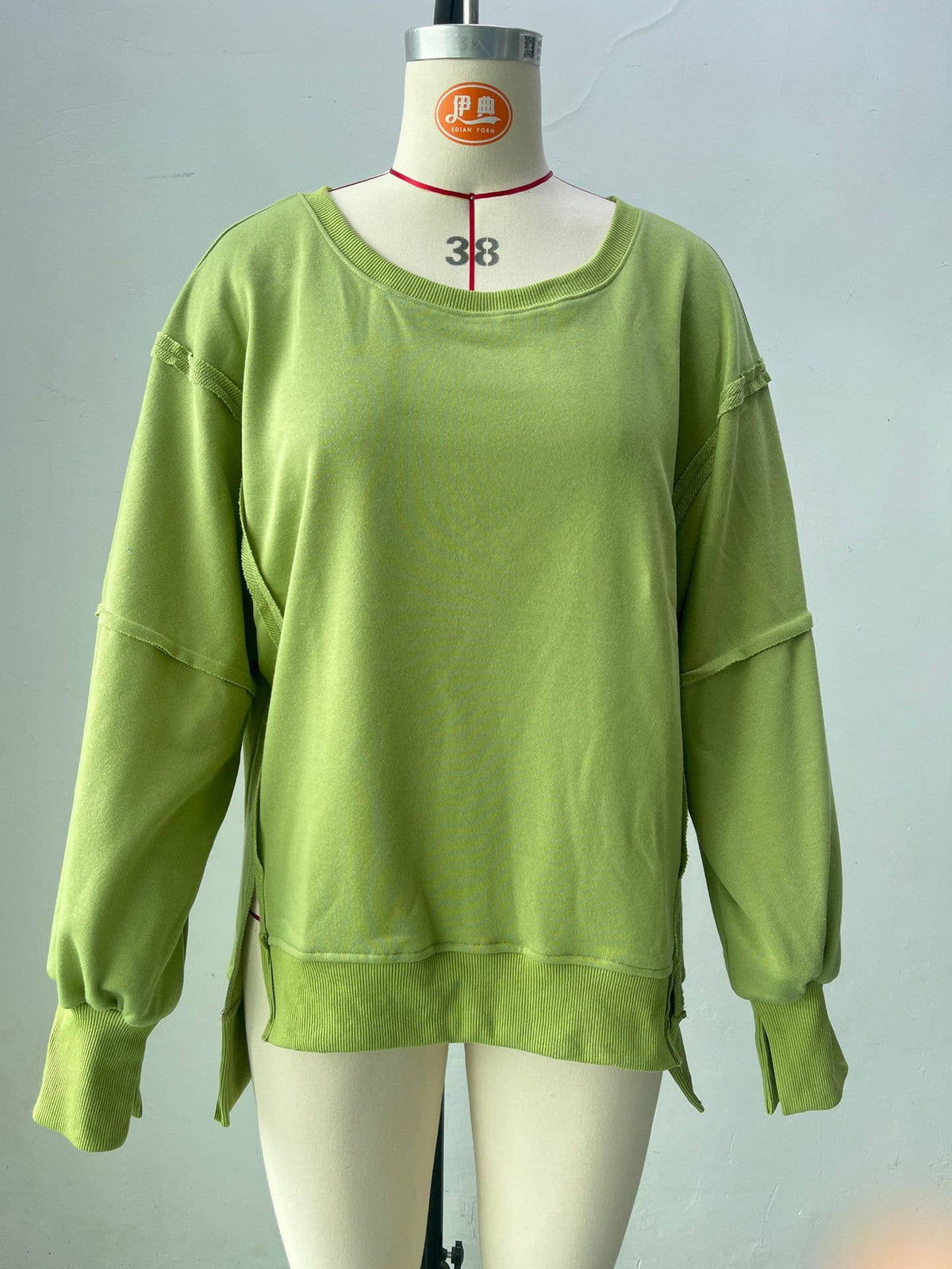 Solid-color round-neck casual loose sweatshirt: GREY / (M) 1