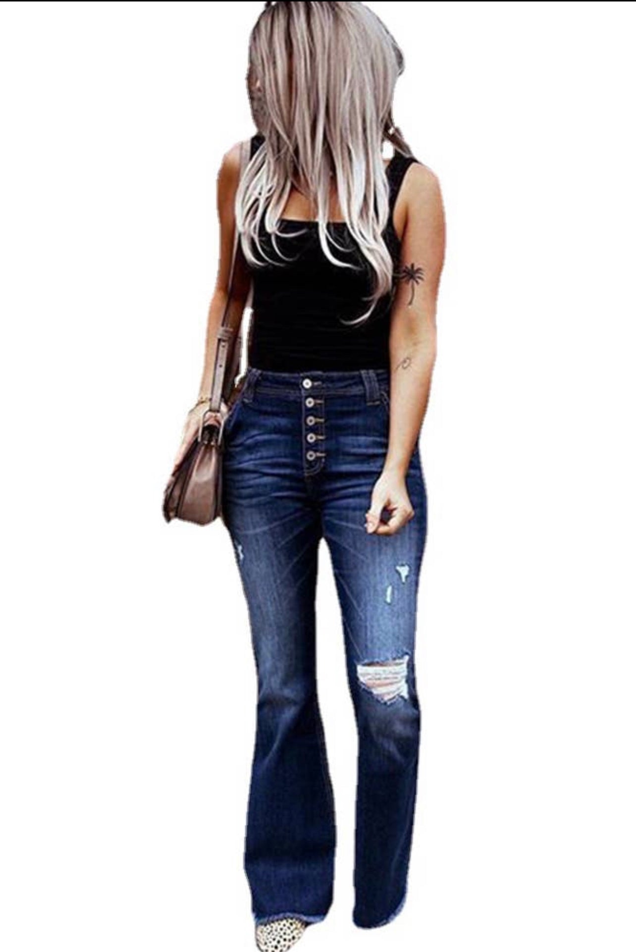 High Waist Bell Bottum Jeans